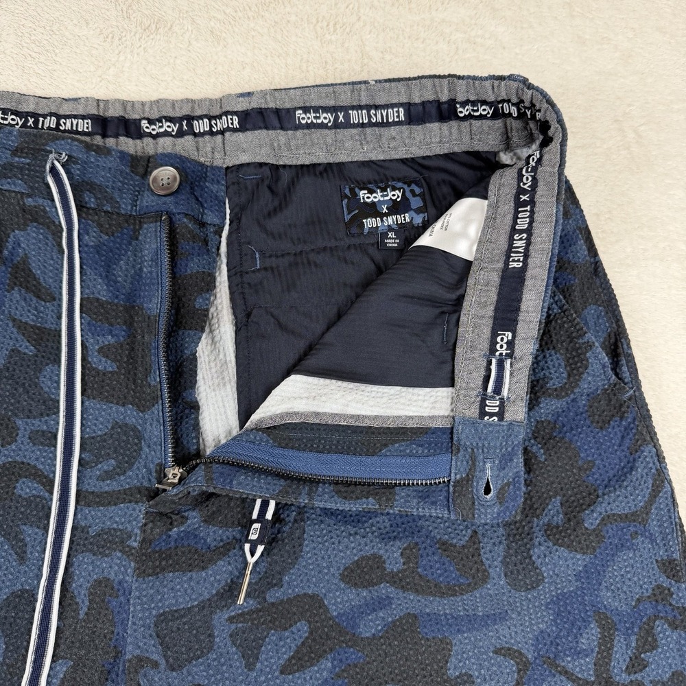 FootJoy x Todd Snyder Seersucker Golf Shorts Men's XL Stretch Designer Blue Camo - Picture 7 of 16
